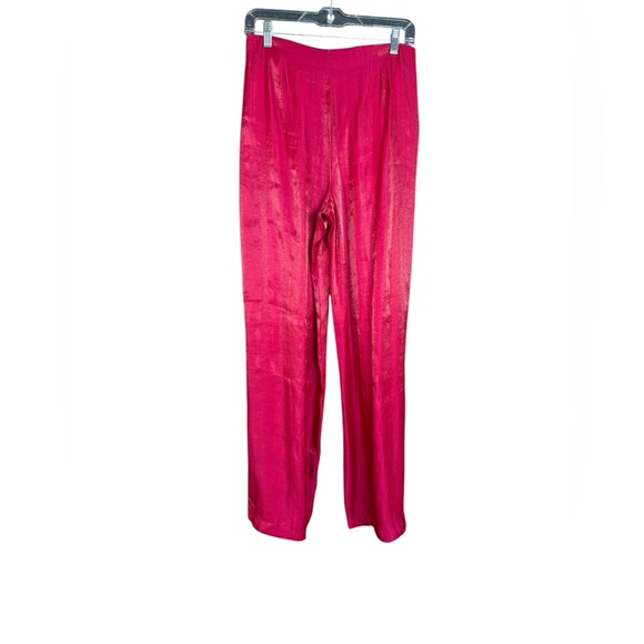 Zara Red Shimmer High-Waist Pleated Wide Leg Pants Size S - Picture 8 of 15